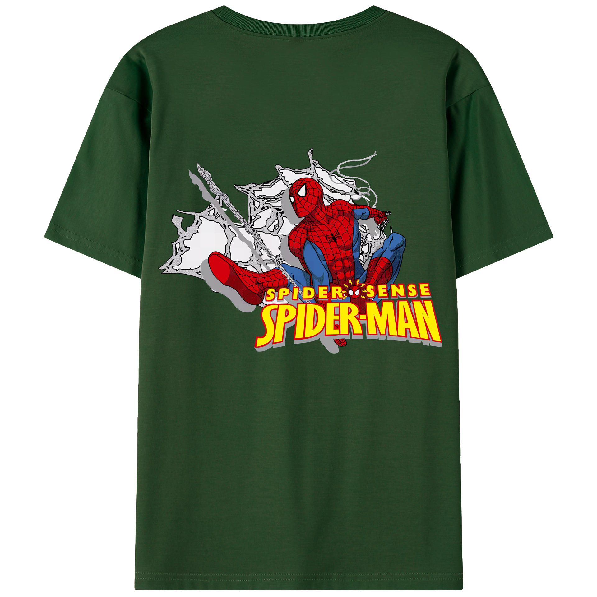 （画像用） Spider Man スパイダーマン 綿100％半袖Tシャツ（背面プリント）
